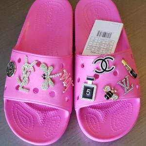 Pink Classic Crocs Slides
